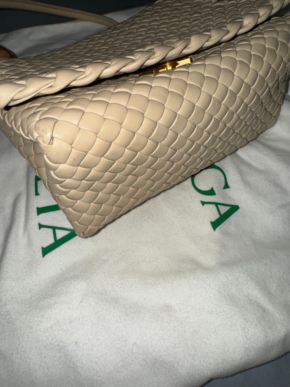BOTTEGA VENETA Nappa Intrecciato Patti Top Handle Bag - Cream - Picture 14 of 15